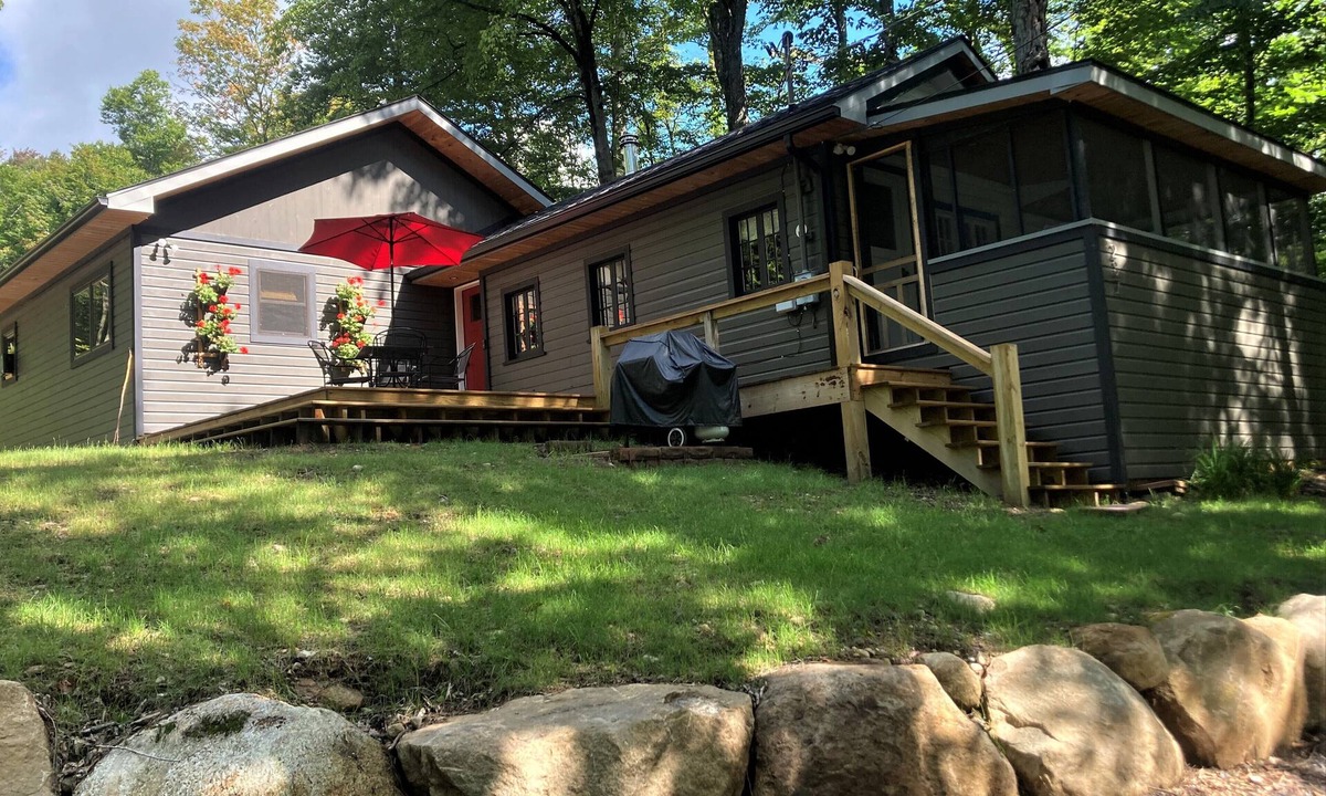 Town of Webb Cabin | Modern ADK Cabin with Outdoor Sauna in Old Forge