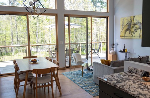 Town of Marbletown House | Brand new riverfront home with private beach, modern, serene, central HV spot.