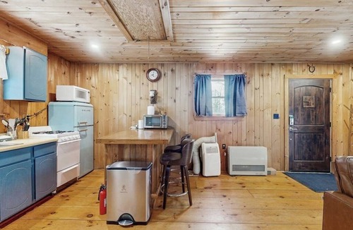 Wardsboro Cabin | Cozy studio cabin w/seasonal mountain views, wrap-around deck, window a/c, bbq