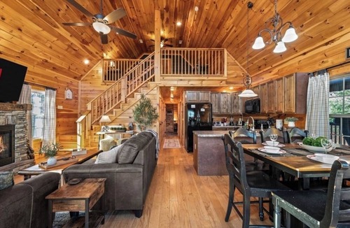 Sevierville Cabin | Firefly Ridge! Pool, Fishing Pond, Hot Tub, Fire Pit!