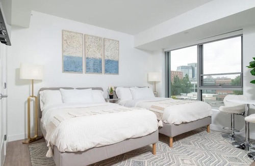 Central Square Apartment | Lux Studio 2xQueen beds Gym near MIT Harvard