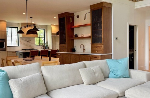 Old Village House | Modern Coastal Compound w Pool + Cottage in Old Village Fire Pit Screened Porch