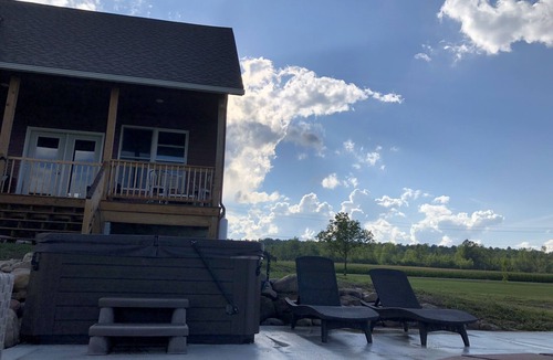 Keeseville House | Peaceful Master Bedroom with Hot Tub