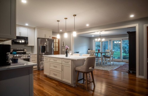 Waterbury House | Private hilltop home close to skiing. Group friendly. Enjoy views & hot tub