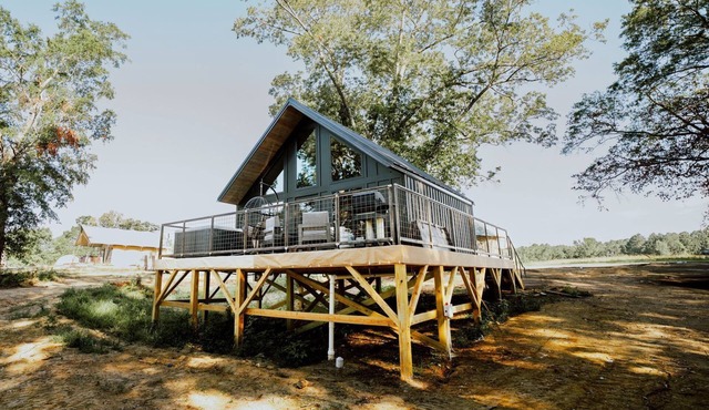 Cozy Modern Cabin with Deck and Hot Tub in Cedar Bluff, Alabama