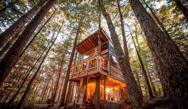 Glamping Haven with Stunning Views from this Charming Tree House in Hardwick, Vermont