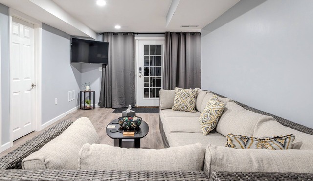 Modern 2-bedroom 1 bathroom apartment with private entrance and fitness room.
