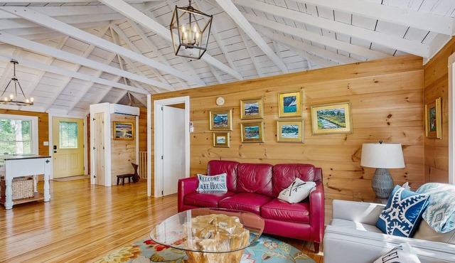 Spacious lakefront home with stunning views, hot tub, fire pit, dock & swimming